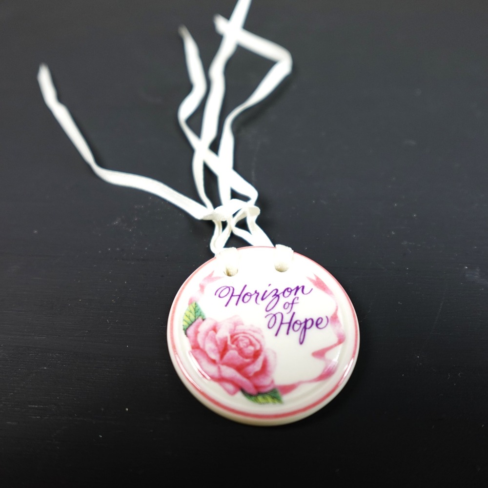 Longaberger 1998 Horizon of Hope Tie On Ceramic Rose Basket Charm 33677